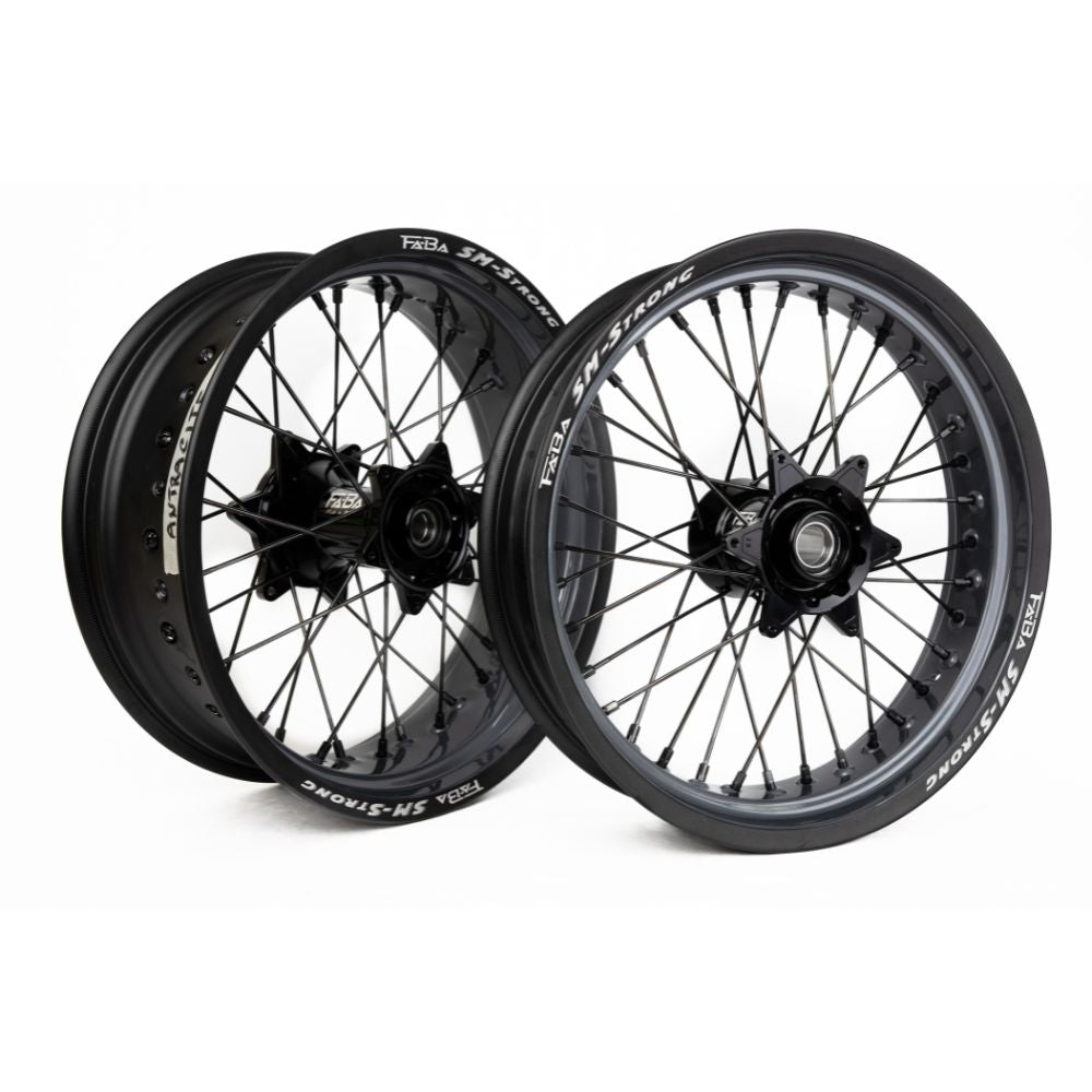 Faba Supermoto Räder schwarz und schwarz tubeless honda crf ktm exc husqvarna husaberg hartl racing